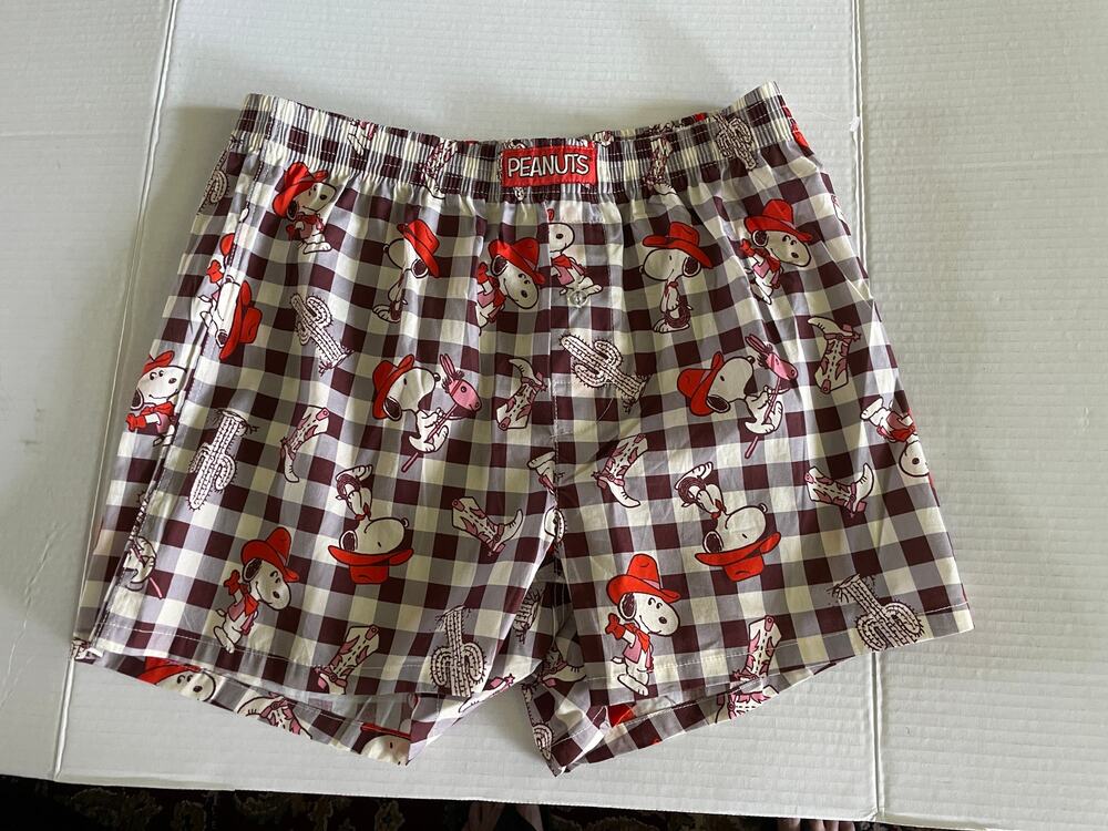 Snoopy Peanuts Cowboy Men’s Boxer Brief Lounge Wear Underwear Size M NWT